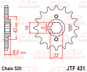 JT SPROCKETS 431.15 STEEL FRONT SPROCKET 15T 520 PITCH - SUZUKI / YAMAHA