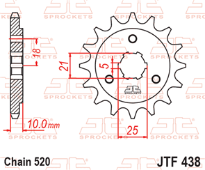 JT SPROCKETS 438.15 STEEL FRONT SPROCKET 15T 520 PITCH - SUZUKI DR750S DR800S