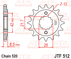 JT SPROCKETS SKK402 CHAIN AND SPROCKET KIT X-RING 520 X 104 (16T/42T) - GPZ400S (A3-A4)
