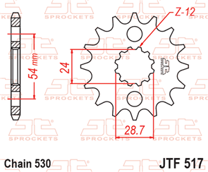 JT SPROCKETS 517.17 STEEL FRONT SPROCKET 17T 530 PITCH - KAWASAKI GPZ900R ZX1100D ZZ-R1100