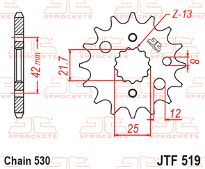JT SPROCKETS 519.16 STEEL FRONT SPROCKET 16T 530 PITCH - KAWASAKI ZZ-R600 ZXR750H ZXR750J