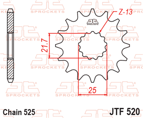JT SPROCKETS 520.17RB RUBBER CUSHIONED STEEL FRONT SPROCKET 17T 525 PITCH - SUZUKI GSR750L GSR750Z GSX-R750Y