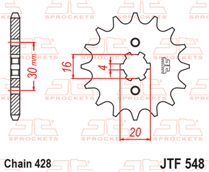 JT SPROCKETS 548.14 STEEL FRONT SPROCKET 14T 428 PITCH - MOTOR HISPANIA / YAMAHA