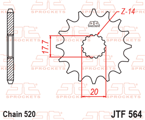 JT SPROCKETS 564.12 STEEL FRONT SPROCKET 12T 520 PITCH - GAS GAS / YAMAHA