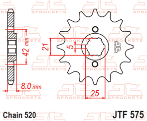 JT SPROCKETS 575.13 STEEL FRONT SPROCKET 13T 520 PITCH - YAMAHA TT250S TT350S TT600L