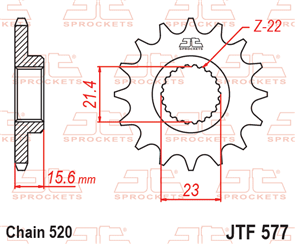 JT SPROCKETS 577.14 STEEL FRONT SPROCKET 14T 520 PITCH - YAMAHA SRX400