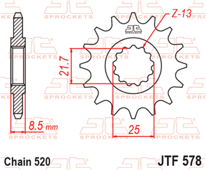 JT SPROCKETS 578.16 STEEL FRONT SPROCKET 16T 520 PITCH - YAMAHA XTZ750 SUPER