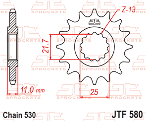 JT SPROCKETS 580.15 STEEL FRONT SPROCKET 15T 530 PITCH - YAMAHA FZ6 FZ6Y FZ6 FAZER