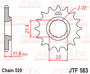 JT SPROCKETS 583.13 STEEL FRONT SPROCKET 13T 520 PITCH - YAMAHA TT-R250