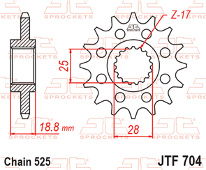 JT SPROCKETS 704.15RB RUBBER CUSHIONED STEEL FRONT SPROCKET 15T 525 PITCH - APRILIA 1100 TUONO