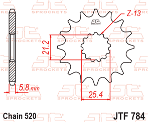 JT SPROCKETS 784.15RB RUBBER CUSHIONED STEEL FRONT SPROCKET 15T 520 PITCH - BENELLI / CF MOTO