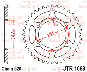 JT SPROCKETS 1068.46 STEEL REAR SPROCKET 46T 520 PITCH - HYOSUNG GT250R GT250 COMET GT250I