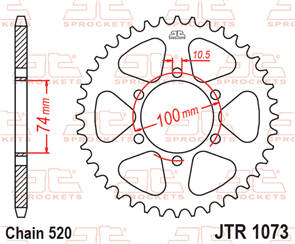 JT SPROCKETS 1073.46 STEEL REAR SPROCKET 46T 520 PITCH - HYOSUNG GV250 AQUILA GV250E
