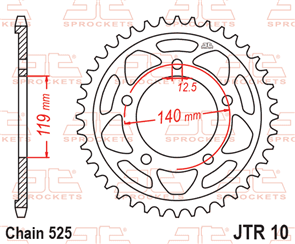 JT SPROCKETS 10.45 STEEL REAR SPROCKET 45T 525 PITCH - BMW S1000R S1000RR S1000XR