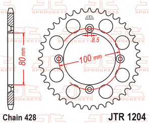 JT SPROCKETS 1204.49 STEEL REAR SPROCKET 49T 428 PITCH - HONDA CRF125F