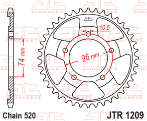JT SPROCKETS 1209.42 STEEL REAR SPROCKET 42T 520 PITCH - HONDA NSR250R
