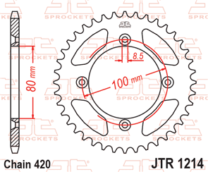 JT SPROCKETS 1214.36 STEEL REAR SPROCKET 36T 420 PITCH - HONDA CRF70F XR70R