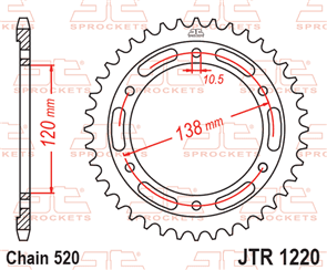 JT SPROCKETS 1220.38 STEEL REAR SPROCKET 38T 520 PITCH - HONDA CBR250R