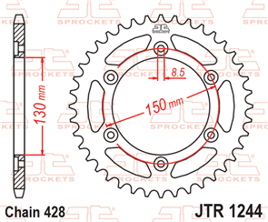 JT SPROCKETS 1244.54 STEEL REAR SPROCKET 54T 428 PITCH - HONDA CBR250R VT250FL