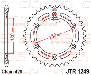 JT SPROCKETS 1249.51 STEEL REAR SPROCKET 51T 428 PITCH - HONDA XLR125R