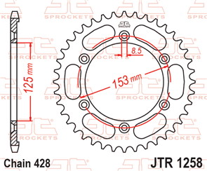 JT SPROCKETS 1258.54 STEEL REAR SPROCKET 54T 428 PITCH - HONDA XR125L