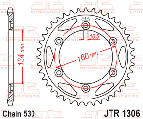 JT SPROCKETS 1306.42 STEEL REAR SPROCKET 42T 530 PITCH - HONDA CBR900RR CBR1000R CBR1000S