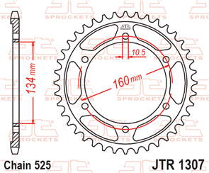 JT SPROCKETS 1307.41 STEEL REAR SPROCKET 41T 525 PITCH - HONDA CBR600R