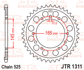 JT SPROCKETS 1311.44 STEEL REAR SPROCKET 44T 525 PITCH - HONDA NT400J NT650A