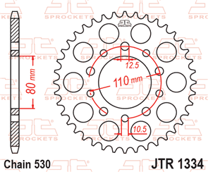 JT SPROCKETS 1334.42 STEEL REAR SPROCKET 42T 530 PITCH - HONDA FT500 ASCOT CB1000F CBR1000F