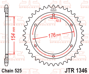 JT SPROCKETS 1346.43 STEEL REAR SPROCKET 43T 525 PITCH - HONDA VFR800F VFR800X