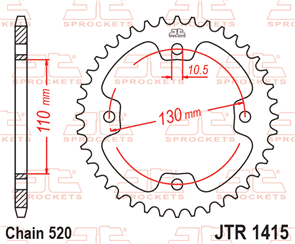 JT SPROCKETS 1415.38 STEEL REAR SPROCKET 38T 520 PITCH - KAWASAKI KSF450B