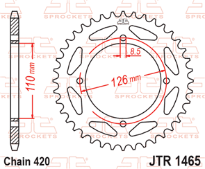 JT SPROCKETS 1465.47 STEEL REAR SPROCKET 47T 420 PITCH - KAWASAKI / SUZUKI