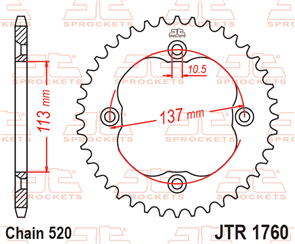 JT SPROCKETS 1760.36 STEEL REAR SPROCKET 36T 520 PITCH - SUZUKI LT-R450K LT-R450L