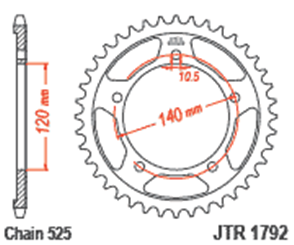 JT SPROCKETS 1792.47 STEEL REAR SPROCKET 47T 525 PITCH - SUZUKI DL650K DL650A DL650XA