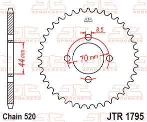 JT SPROCKETS 1795.22 STEEL REAR SPROCKET 22T 520 PITCH - KAWASAKI / SUZUKI