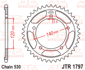 JT SPROCKETS 1797.41 STEEL REAR SPROCKET 41T 530 PITCH - SUZUKI GSX1400K