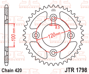 JT SPROCKETS 1798.47 STEEL REAR SPROCKET 47T 420 PITCH - YAMAHA YZ65J YZ65N YZ65R