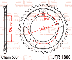 JT SPROCKETS 1800.46 STEEL REAR SPROCKET 46T 530 PITCH - TRIUMPH 955 TIGER