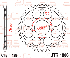 JT SPROCKETS 1806.47 STEEL REAR SPROCKET 47T 428 PITCH - SUZUKI RG125F