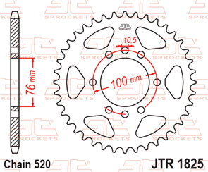 JT SPROCKETS 1825.37 STEEL REAR SPROCKET 37T 520 PITCH - SUZUKI SG350N GN400T GN400X