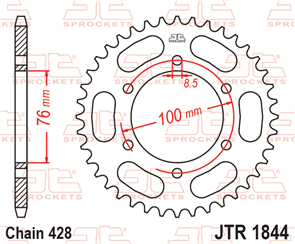 JT SPROCKETS 1844.48 STEEL REAR SPROCKET 48T 428 PITCH - YAMAHA MT125BR YZF-R125
