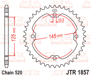 JT SPROCKETS 1857.38 STEEL REAR SPROCKET 38T 520 PITCH - YAMAHA YFM250R YFM350S YFM350R