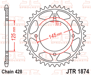 JT SPROCKETS 1874.56 STEEL REAR SPROCKET 56T 428 PITCH - YAMAHA XVS250 DRAG
