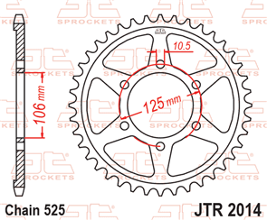 JT SPROCKETS 2014.47 STEEL REAR SPROCKET 47T 525 PITCH - TRIUMPH 675 DAYTONA 675 STREET