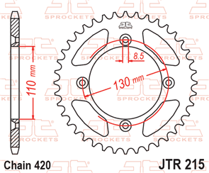 JT SPROCKETS 215.55 STEEL REAR SPROCKET 55T 420 PITCH - HONDA CR80R CR85R