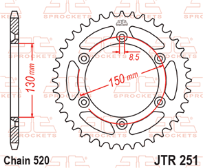JT SPROCKETS 251.50SC SELF-CLEANING LIGHTWEIGHT STEEL REAR SPROCKET 50T 520 PITCH - YAMAHA YZ125X WR250F WR250FN