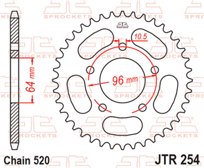 JT SPROCKETS 254.37 STEEL REAR SPROCKET 37T 520 PITCH - HONDA CBF250 CBX250 TWISTER