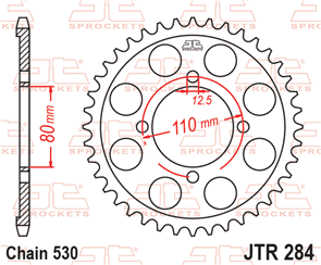 JT SPROCKETS 284.39 STEEL REAR SPROCKET 39T 530 PITCH - HONDA CB650 CB650C CB650SC