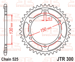 JT SPROCKETS 300.43 STEEL REAR SPROCKET 43T 525 PITCH - HONDA XL400V