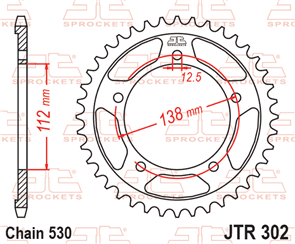 JT SPROCKETS 302.43 STEEL REAR SPROCKET 43T 530 PITCH - HONDA CBR600F CBR600S CB900F